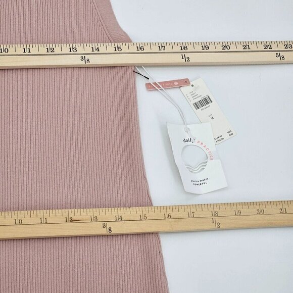 Anthro Daily Practice Slim V-Neck Maxi Dress Pink Women’s M NEW Ribbed Knit - Picture 11 of 12
